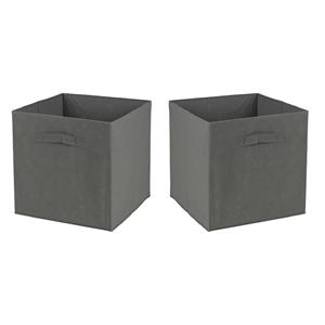 Urban Living Opbergmand/kastmand Square Box - 6x - karton/kunststof - 29 liter - donker grijs - 31 x 31 x 31 cm -