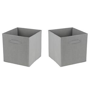 Urban Living Opbergmand/kastmand Square Box - 6x - karton/kunststof - 29 liter - grijs - 31 x 31 x 31 cm -
