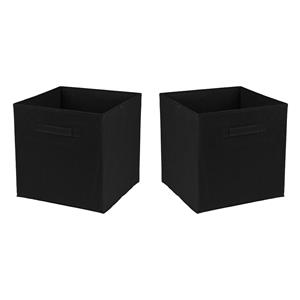 Urban Living Opbergmand/kastmand Square Box - 6x - karton/kunststof - 29 liter - zwart - 31 x 31 x 31 cm -