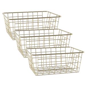 Easyline Draadmand - 5x stuks - goudkleurig - industrieel - opbergmand - 24x18x10 cm -