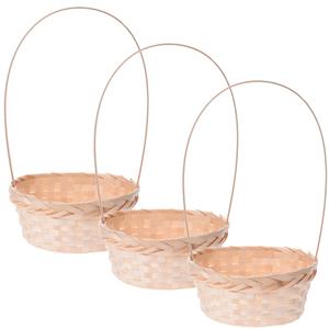 Merkloos 8x stuks gevlochten mandjes/paasmandjes bamboe rond met hengsel cm -