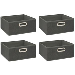 5five Set van 6x opbergmand/kastmand 14 liter donkergrijs linnen 31 x 31 x 15 cm -