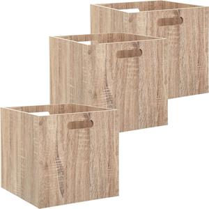 5five Houten kistje/Opbergmand - 3x - naturel - hout - 31 x 31 x 31 cm - 29 liter - inklapbaar -