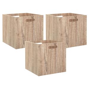 5five Opberg/kast mand - 3x - lichtbruin - MDF hout - 29L - 31 x 31 x 31 cm -