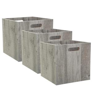 5five Opbergmand/kastmandje - Set van 3x stuks - Grijs wash - 31 x 31 x 31 cm - 29 liter - Vakkenkast mand -