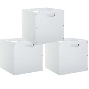 5five Opbergmand/kastmandje - Set van 3x stuks - Wit - 31 x 31 x 31 cm - 29 liter - Vakkenkast manden - Ho -