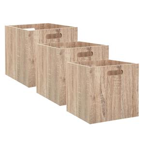 5five Set van 3x stuks opbergmand/kastmand 29 liter bruin/naturel van hout 31 x 31 x 31 cm -