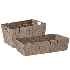 Kipit Kast/badkamer opbergmandjes set van 6x stuks beige in 2 formaten -