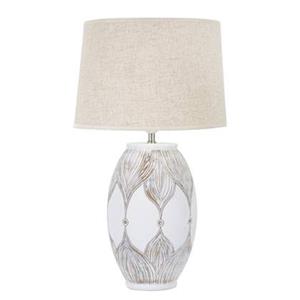 Mauro Ferretti Atene Tafellamp in witte hars met beige kap