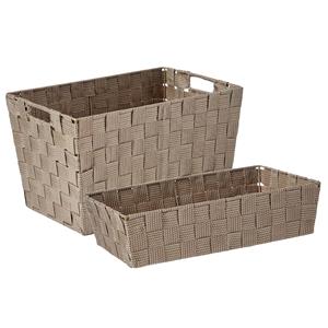 Kipit Kast/badkamer opbergmandjes set van 5x stuks beige in 2 formaten -