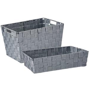 Kipit Kast/badkamer opbergmandjes set van 5x stuks zilvergrijs in 2 formaten -