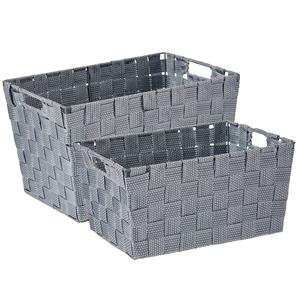 Kipit Kast/badkamer opbergmandjes set van 5x stuks zilvergrijs in 2 formaten -