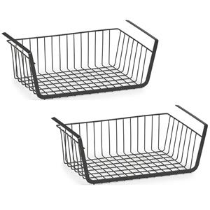 Zeller Opberg/opruim hangmandje - 3x - x 26 x 15 cm - Kastmandje - zwart -