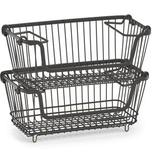 Zeller 3x Zwarte opberg/opruim mandjes stapelbaar 32 cm -