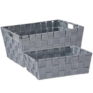Kipit Kast/badkamer opbergmandjes set van 8x stuks zilvergrijs in 2 formaten -