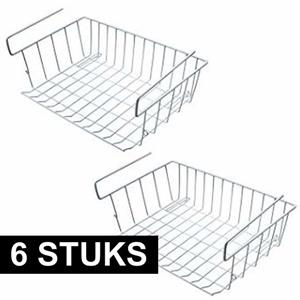 Merkloos 6x Kast opberg/opruim mandjes van staal X 27 cm -
