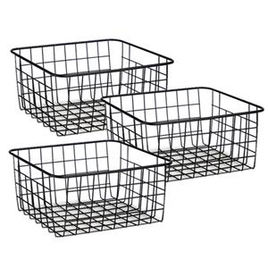 Arte r Set van 5x stuks industriele draadmand/opbergmand zwart metaal 28 x 22 x 13 cm -