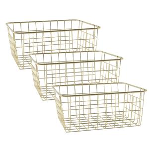 Easyline 5x stuks industriele draadmand/opbergmand goud 28 x 22 x 13 cm -