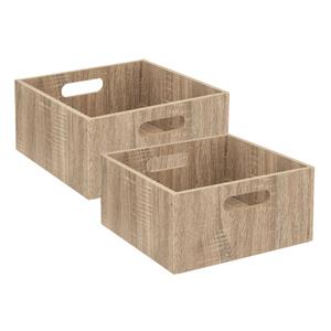 5five Opbergmand/kastmand van hout - Set van 4x stuks - lichtbruin - 14 Liter - 31 x 31 x 15 cm - Op -