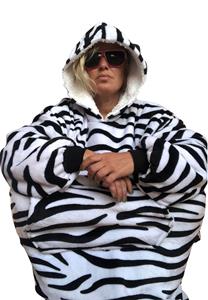 Badrock Draagbare deken met capuchon & mouwen - zebraprint