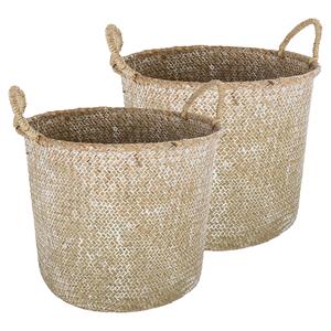 Atmosphera Opbergmand Julian - 2x - rond - riet - naturel - x 27 cm - opvouwbaar - decoratie mand -