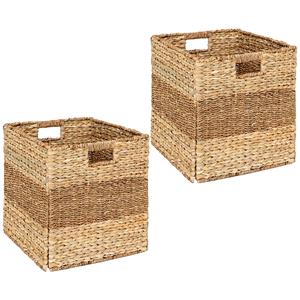 5five gevlochten jute opbergmand met handvaten - 2x - naturel - x x cm -