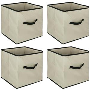 5five Opbergmand/kastmandje - 6x - Beige - 31 x 31 x 31 cm - 29 liter - Vakkenkast manden - Stof -
