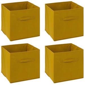 5five Opbergmand/kastmandje - 6x - Mosterdgeel - 31 x 31 x 31 cm - 29 liter - Vakkenkast manden - Stof -