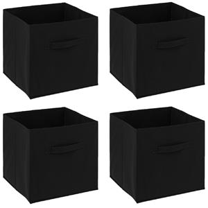 5five Opbergmand/kastmandje - 6x - Zwart - 31 x 31 x 31 cm - 29 liter - Vakkenkast manden - Stof -