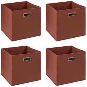 5five Opbergmand/kastmandje - 6x - Steenrood - 31 x 31 x 31 cm - 29 liter - Vakkenkast manden - Stof -