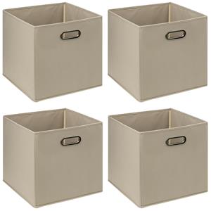 5five Opbergmand/kastmandje - 6x - Taupe - 31 x 31 x 31 cm - 29 liter - Vakkenkast manden - Stof -