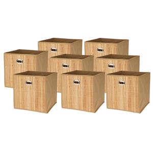 Storage Solutions Opbergmand/kastmand - 8x - naturel - bamboe/kunststof - 28 liter - 31 x 31 x 31 cm - opvouwbaar -