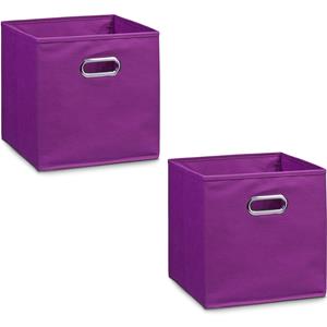 Zeller Opbergmand/kastmand - 6x - paars - 28 x 28 cm - polyester - speelgoedmand -