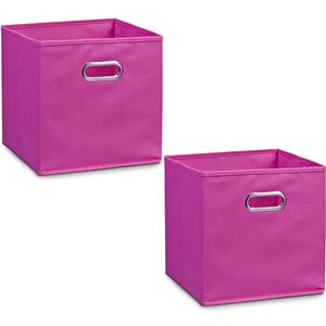 Zeller Opbergmand/kastmand - 6x - roze - 28 x 28 cm - polyester - speelgoedmand -