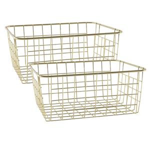 Easyline 6x stuks industriele draadmand/opbergmand goud 28 x 22 x 13 cm -