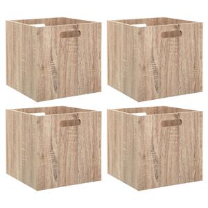 5five Opberg/kast mand - 4x - lichtbruin - MDF hout - 29L - 31 x 31 x 31 cm -