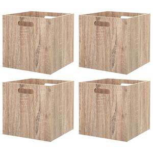 Merkloos Kast opbergmand/kastmand - 4x - lichtbruin - mdf hout - 29 liter - 31 x 31 x 31 cm - inklapbaar -