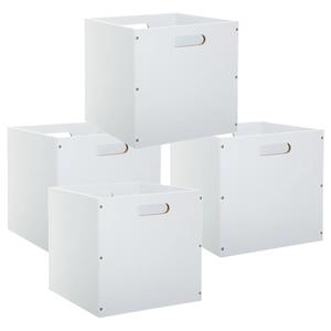 5five Opbergmand/kastmandje - Set van 4x stuks - Wit - 31 x 31 x 31 cm - 29 liter - Vakkenkast manden - Ho -