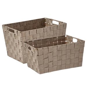 Kipit Kast/badkamer opbergmandjes set van 6x stuks beige in 2 formaten -