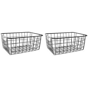 Merkloos Svenska Living Opbergmand - 10x stuks - zwart - industriële draadmand - 18 x 24 x 10 cm - kastmandje -