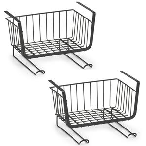 Zeller 3x Zwarte opberg/opruim hangmandjes met haken 31 cm -