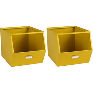 Urban Living Stapelbare opbergmand Open Metal Box - 4x - L23 x B32 x H21 cm - metaal - geel -