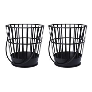 Merkloos Set van 2x stuks opslag mand x cm zwart metaal -