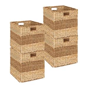 5five gevlochten jute opbergmand met handvaten - 4x - naturel - x x cm -