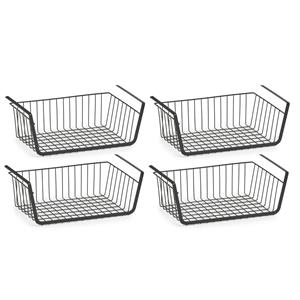 Zeller Opberg/opruim hangmandje - 8x - x 26 x 15 cm - Kastmandje - zwart -