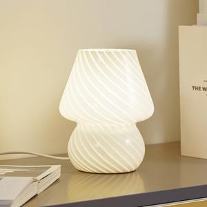 LINDBY Andriana tafellamp, geel/wit, glas, Ø 15 cm