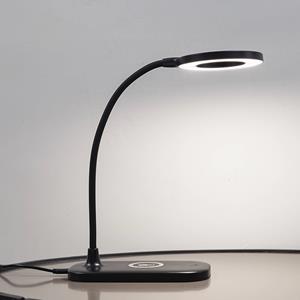 LINDBY LED tafellamp Siona zwart CCT dimbaar laadstation