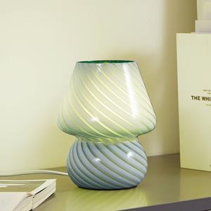 LINDBY Andriana tafellamp, groen/wit, glas, Ø 15 cm