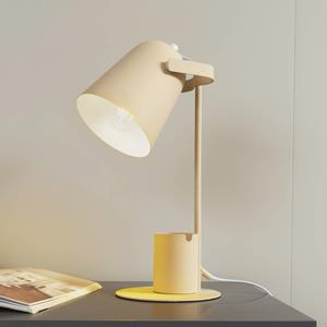 LINDBY tafellamp Ilmar, beige/wit, metaal, Ø 12 cm