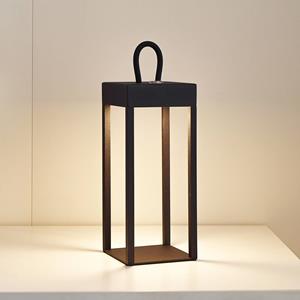 LINDBY LED oplaadbare tafellamp Iruna, zwart, metaal, 27cm, dimbaar.